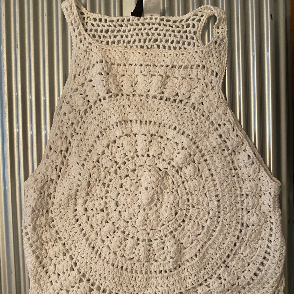 White crochet/lace tank top